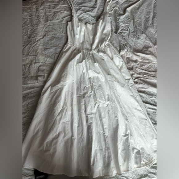 WAYF White Lace Trim Corset Bodice Midi Dress Romantic Fit & Flare XS - Picture 8 of 13